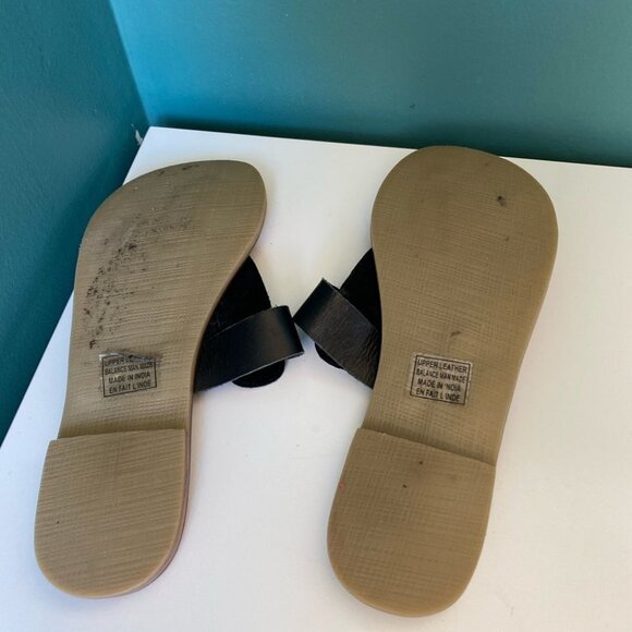 SEYCHELLES Thong Sandals Flip Flops Womens Size 9 Black Tan Gems - Picture 7 of 7